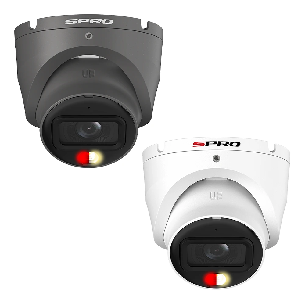 related product spro-ip-turret-dome-camera-with-colour-night-white-grey